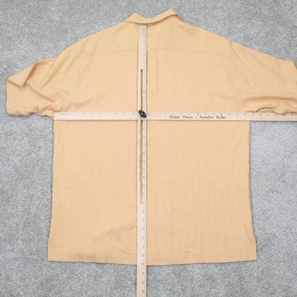 Tommy Bahama Camp Shirt Mens Large Loop Collar Orange 100% Silk S/S Hawaiian - Picture 8 of 10
